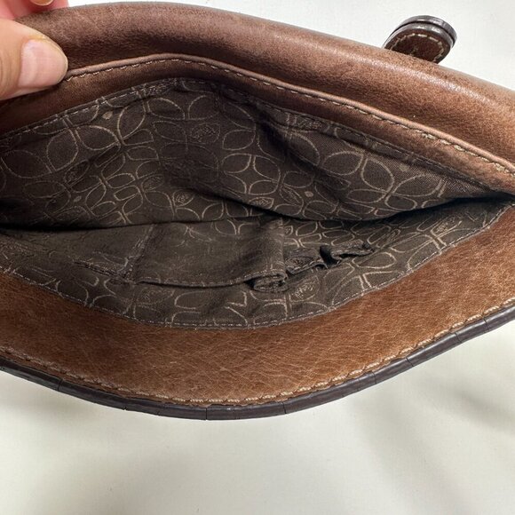 Fossil Brown Leather Saddle Crossbody Messenger Flap Bag - Picture 7 of 12